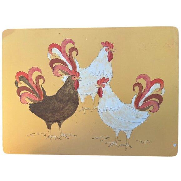 NOW DESIGNS Set of 4 "Rise and Shine" Cork-Backed Chicken Placemats 12" x 16" - Picture 5 of 12